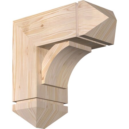Ekena Millwork Thorton Arts and Crafts Smooth Bracket w/ Offset Brace, Douglas Fir, 7 1/2"W x 18"D x 18"H BKT0806X18X18THR03SDF
